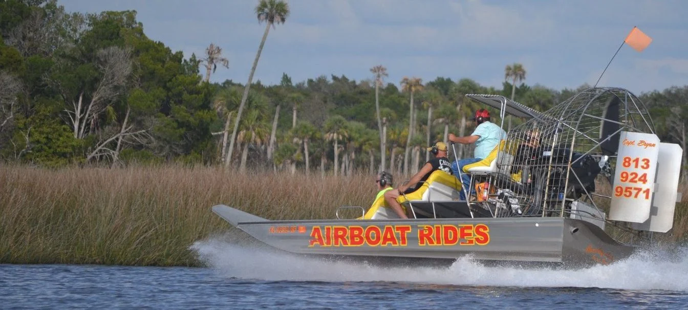Airboat glides across a shallow Homosassa backwater.