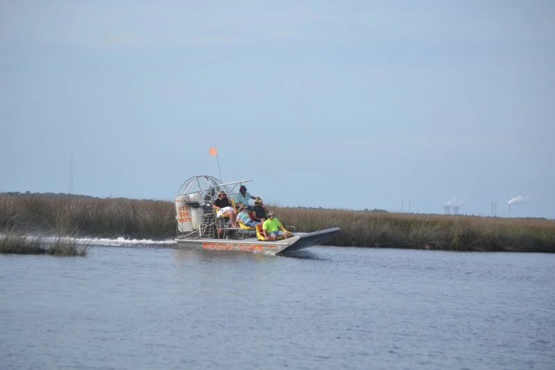 Airboat heads through a Homosassa backwater channel.